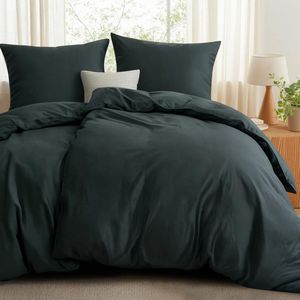 Unyqoos® Zachte en ademende katoenen beddengoedset met ritssluiting in antraciet