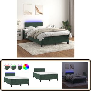 Boxspring 120x200 cm Fluweel Donkergroen LED Boxspring - Donkere Kleuren - Velvet - Led Verlichting - Pocketed Veren