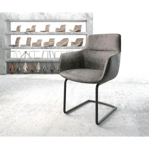 Sledestoel Pejo-Flex sledemodel rond zwart microvelours grijs antiek pocketveer kern