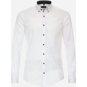 Redmond slim fit overhemd - popeline - wit dessin - Strijkvriendelijk - Boordmaat: 41/42