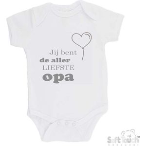 100% katoenen Romper ""Jij bent de allerliefste opa"" Unisex Katoen Wit/grijs Maat 56/62