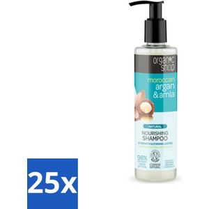 25 x Organic Shop - Natural Nourishing Shampoo - Argan Hair & Amla - Herstellend en Voedend - 280 ml - Herstel Haar - Voedend Shampoo - Beschadigd Haar - Arganolie - Amla Extract