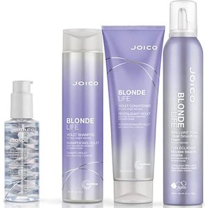Joico Blonde Life Violet set (4st)  shampoo 300ml - Conditioner 250ml - Glow oil 100ml -Violet schuim 200ml