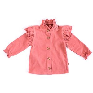 MXM Baby blouse- Roze- Roesels- Katoen- Knoopjes- Shirt- Ruffles- Maat 62