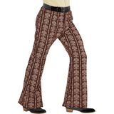 Widmann - Hippie Kostuum - Groovy Gandalf 70s Heren Broek, Oldschool Man - Bruin - Large / XL - Carnavalskleding - Verkleedkleding