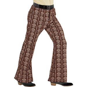 Widmann - Hippie Kostuum - Groovy Gandalf 70s Heren Broek, Oldschool Man - Bruin - Large / XL - Carnavalskleding - Verkleedkleding