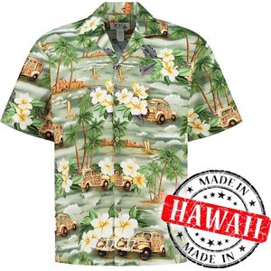 Hawaii Blouse Mannen - Shirt - Hemd - 100% Katoen - Overhemd Heren Korte Mouw - Made in Hawaii ""Bloemen op Hawaii"" Maat S