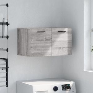 The Living Store Wandkast Sonoma Eiken - Zwevend - 60 x 36.5 x 35 cm - Duurzaam hout - Grijs - Montage vereist