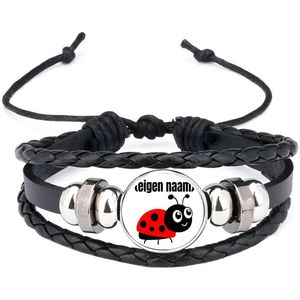 Akyol - lieveheersbeestje met eigen naam armband zwart - Lieveheersbeestje - lieveheersbeestje liefhebbers - iemand die houdt van lieveheersbeestjes - verjaardag - cadeau - kado