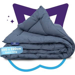 Slaapspeciaal eazydekbed - Grijs - 200x220 cm - Dekbed Zonder Overtrek - Extra Lang - Luxe Gelvezels - Anti-Allergisch