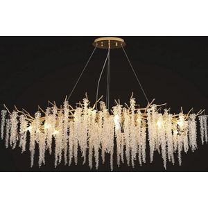 Hanglamp Cristal Blossom - design - romantisch - ovaal 120cm mat goud - 9 x e14 - hoogte 140cm max