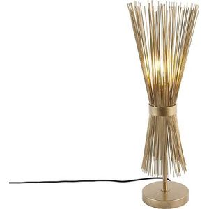 QAZQA broom - Landelijke Tafellamp - 1 lichts - H 58 cm - Goud/messing - Woonkamer | Slaapkamer | Keuken