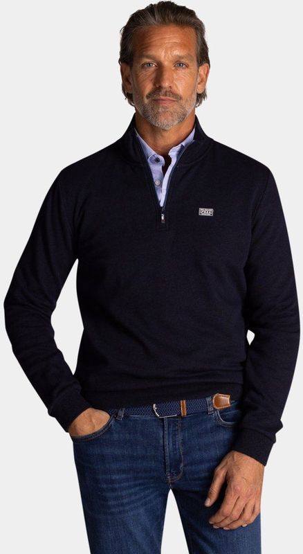 NZA - Blauwe katoenen half zip trui
