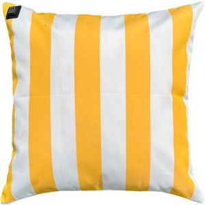 Warmpi® Outdoor Draadloos Warmtekussen incl Warmpi® Powerbank (10.000mah) - Kussen Geel met Streep - Waterafstotend en UV-bestendig Kussen - 3 warmte standen - Voor buiten en binnen - Afmeting 45x45 cm - verwarmd buitenkussen / tuinkussen / terras