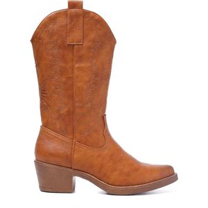 Smile Favorites® Dames Cowboylaarzen met Hak - Camel - Imitatieleer - Maat Size : 36 -