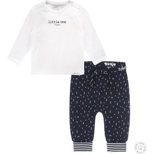 Noppies - Dirkje - Kledingset - Broek Blauw figuurtjes - shirt Hester wit - Maat 50