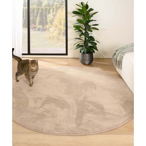 Rond zacht vloerkleed - Plush beige 200 cm rond