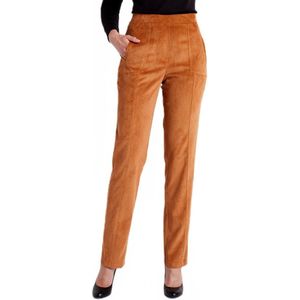 Rechte broek met elastische tailleband in milleraies fluweel