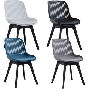 Set van 4 Stoelen - Eetkamerstoel - 4 Stuks - Eetkamerstoelen - 4 stoelen - Blauw, grijs, zwart, wit