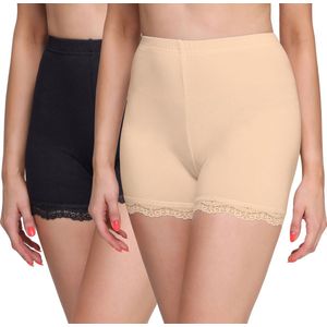 Merry Style Dames Leggings - Shorts - Korte - Viscose - Wielershorts - 2Pack - MS-MS10-294-LE-2P - Zwart/Beige (2Pack) - S