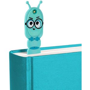 Thinking gifts Ledlight Boekenlegger Boekenworm - LED 2 in 1 - Leeslampje - Turquoise- Gift -Kado - Leesfan