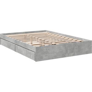 vidaXL - Bedframe - met - lades - bewerkt - hout - betongrijs - 120x200 - cm