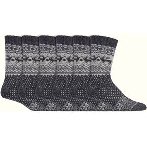 Noorse sokken | Merinowol | Alpacawol | Kleur: Antraciet | Dames & Heren | 6 paar