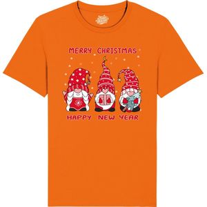 Christmas Gnomies Rood - Foute kersttrui kerstcadeau - Dames / Heren / Unisex Kerst Kleding - Grappige Feestdagen Outfit - - Kinder T-Shirt - Oranje - Maat 12 jaar