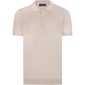 Jimmy Sanders - Tricot Polo Shirt - Beige - Korte Mouwen - Heren