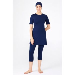 Burkini Adasea, muslim swimwear, dames , Neutral donkerblauw, maat 36