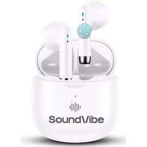 SoundVibe® - Earbuds Draadloos Met Noice Cancelling - Wit - Bluetooth Oordopjes - Noice Cancelling Hoofdtelefoon - Draadloze Oordopjes - Oortjes Draadloos