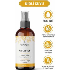 MONOVILLE Nioli Water Skin Tonic en Wasspray 100 ml Glazen fles 100% Puur en Natuurlijk (Niaouli Water)