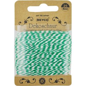 Meyco Decoratie Touw Groen-Wit Ø2mm x 25m | Bakkerstouw | Katoenkoord