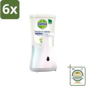 Dettol - Automatische Zeepdispenser - No-Touch Zilver met Aloe Vera - 250 ml - Voordeelverpakking - 6 stuks - Antibacterieel - Aloe vera