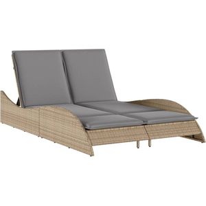 vidaXL - Ligbed - met - kussens - 114x205x73 - cm - poly - rattan - beige