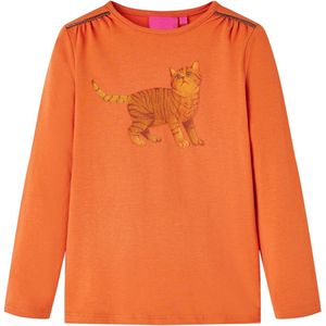 vidaXL - Kindershirt - met - lange - mouwen - 116 - oranjebruin