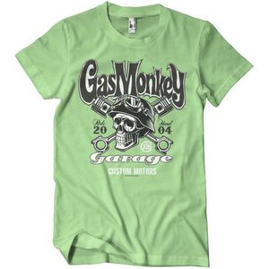 Gas Monkey Garage T-Shirt GmgCustom Motors Skull T-Shirt GMG-1-GMG040-H95-13 MintGreen-L