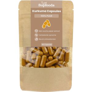 Kurkuma Capsules 100% Puur - 60 Capsules - Kurkuma Capsules met Zwarte Peper - Rijk aan Curcumine en Antioxidanten - Ideaal voor Dagelijks Gebruik met 600mg per Capsule - Turmeric