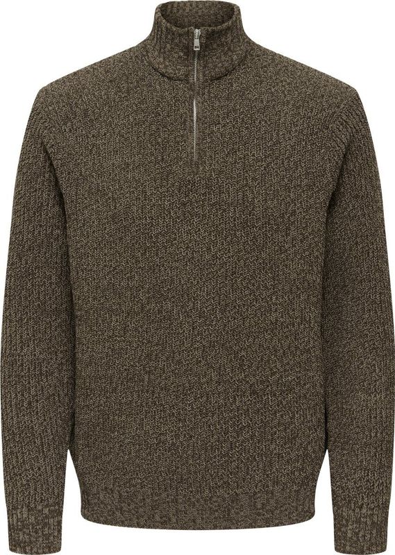 Onsjoin - Gebreide Pullover - Ronde Hals - Lange Mouwen - Halve Ritssluiting