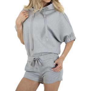 Dames huispak/vrijetijdspak met korte broek L 38-40 grijs