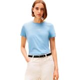 TOMMY HILFIGER - CLASSIC - Shirt - Lichtblauw - Ronde Hals - Kwartmouw