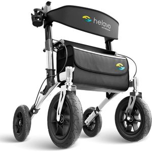 Opvouwbare lichtgewicht rollator met lekvrije rubberen banden voor buiten - Comfortabele loophulp met zitje voor senioren