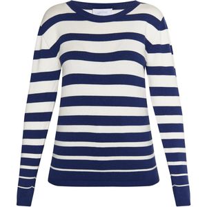 usha - BLUE LABEL - Trui - Donkerblauw / Wit - Ronde Hals - Slanke Pasvorm - Lange Mouw