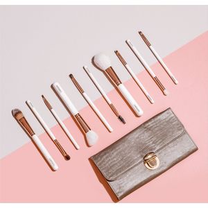 CAIRSKIN Professional Brush Set - 10 Go Golden Brushes Makeup Set - Natural Hair Brushes - Goat Hair & High Quality Synthetic Fibers - Kwasten Set Face & Eyeshadow Makeup inclusief Brush Roll Pouch