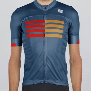 Sportful Fietsshirt Korte mouwen voor Heren Blauw Rood - SF Wire Jersey-Blue T Fire Red Gold - 2XL