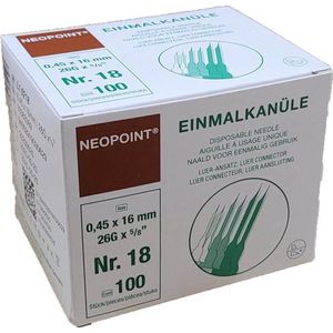 Neopoint injectienaalden 0,45x16mm bruin 26G - 2 x 100 stuks voordeelverpakking
