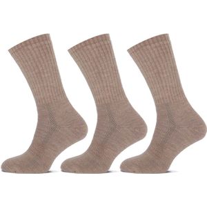 Basset Merinowollen Sokken - Comfort - 3 paar - Beige - Dames en Heren - Merino Wol - Maat 35/38
