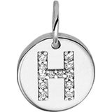 The Jewelry Collection Hanger Letter H Zirkonia - Zilver Gerhodineerd