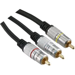 Q-link tulp kabel - Premium quality - Lengte 2 mtr - 3rca/3rca - Male/male - Zwart