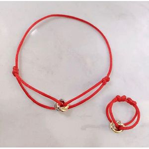 Soraro Tricolor Armband&Ring Set | Rood | Goldplated | Soraro Ringen | Cadeau voor haar | verjaardag vrouw